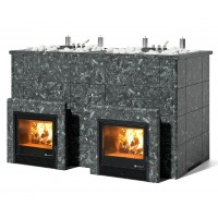 Дровяная печь Изистим (EASYSTEAM) Домна 120 К ТВИН в облицовке Пироксенит