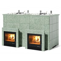 Дровяная печь Изистим (EASYSTEAM) Домна 120 К ТВИН в облицовке Жадеит