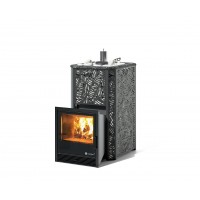 Дровяная печь Изистим (EASYSTEAM) Ялта 15 в облицовке «Модерн черный»