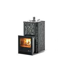 Дровяная печь Изистим (EASYSTEAM) Ялта 15 в облицовке «Модерн черный»