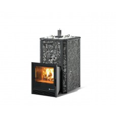 Дровяная печь Изистим (EASYSTEAM) Ялта 25 в облицовке «Модерн черный»