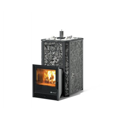 Дровяная печь Изистим (EASYSTEAM) Ялта 25 в облицовке «Модерн черный»