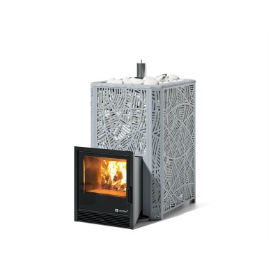 Дровяная печь Изистим (EASYSTEAM) Ялта 35 в облицовке «Модерн серый»