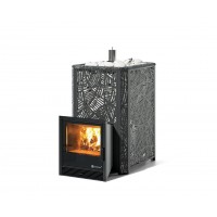 Дровяная печь Изистим (EASYSTEAM) Ялта 35 в облицовке «Модерн черный»
