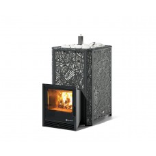 Дровяная печь Изистим (EASYSTEAM) Ялта 35 в облицовке «Модерн черный»