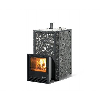 Дровяная печь Изистим (EASYSTEAM) Ялта 35 в облицовке «Модерн черный»