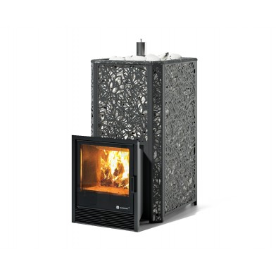 Дровяная печь Изистим (EASYSTEAM) Ялта 40 в облицовке «Хохлома черный»