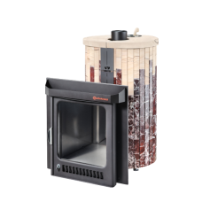 Печь для бани Ферингер Оптима в облицовке Россо Леванте+Окаменевшее дерево