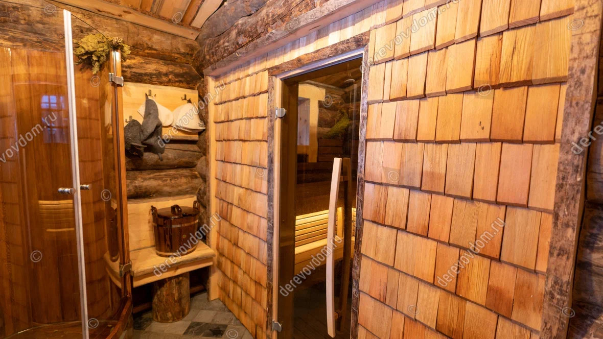 отделка сауны в стиле Леший